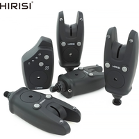 Hirisi S5 1+4 Carp Fishing Bite Alarm Set Waterproof Adjustable Volume Tone Sensitivity with Receiver and Storage Case