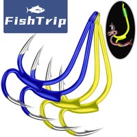 FishTrip Fishing Carp Hook 10pcs Double Hook 2 Strength Tip Hook High Carbon Steel for Various Baiting Fishing Freshwater