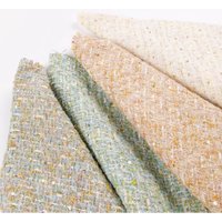 Light Green Colorful Yarn Sequins Woven Tweed Chanel Style Embroidery Fabric for Suit Dress Spring Autumn Sewing Material