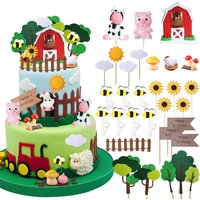 30 PCS Farm Animal Cow Cake Topper Decorations for Farm Animal Theme Birthday Baby Shower Party