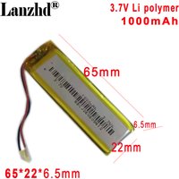 652265 3.7V polymer lithium battery 1000mAh For Various LED lamps sound Bluetooth digital product battery