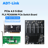 PLX 88096 PCIe 4.0 5-Slot GPU Expansion Backplane Card Pitch 5x PCIe 4.0 x16 Switch Board SFF-8654 SlimSAS Uplink for Server