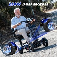 SUNNIGO 4-Rad-Mobilitätsroller für Erwachsene, Doppelmotor mit 500W, 36V 18Ah Batterie, 50 km Reichweite, faltbar, Frontkorb, rutschfeste Reifen, sichere Bremsen, Komfortsitz für Senioren und Menschen