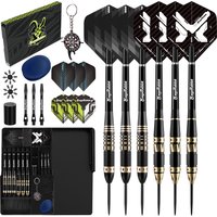 MageRabbit Premium 3pk 23g & 3pk 24g Brass Darts Set | Heavyweight Steel Tips + Magnetic Case - Perfect for Pub & Home Games