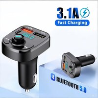 Bluetooth 5.0 Car Fm Transmitter Aux Handsfree Wireless Car Kit MP3 Modulator Player Handsfree Audio Receiver USB Fast Charger