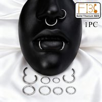 1pc F136 Solid Titanium G23 Hinged Piercing Ring Seamless Clicker Septum Ear Cartilage Daith Tragus Piercing Earring Hoop 14-20G