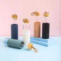 500ml Glass Water Bottle Silicone Sleeve Leak-proof Lid Drinking Bottle Eco-Friendly Clear Glass Sports Water Cup Travel