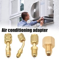 R22 to R410A Air Conditioner Adapter 5/16" SAE to 1/4" SAE, Brass AC Refrigerant Charging Connector, Gauge Hose Conversion Tool