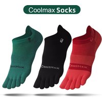 1 Pairs Coolmax Boat Socks for Men Solid Colors Breathable Cotton Quick-Drying Sweat-Wicking Elasticity Five-Finger Cycling Sock