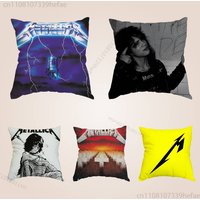 M-Metallica Band Pillow Cases for Bedroom Living Room Sofa Home Decor Polyester Cushion Cover with Zipper