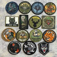Tactical Animal Badge Raccoon Wolf Bear Collection Morale Sticker Funny Trash Panda Applique Hook & Loop for Backpack Jacket DIY