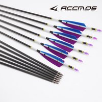 Straightness 0.001 Pure Carbon Arrows Spine300/350/400/500/600/700/800 ID6.2mm Fletching Turkey Feather Tips Nocks for Archery