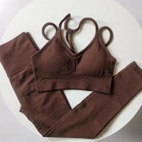 Women's Yoga Two-Piece Set - Strappy Racerback Sports Bra & High-Waist Peach Butt Leggings, Breathable Quick-Drying