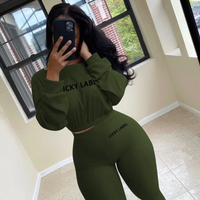 Women's Rib-Striped Lettering Sport Suit Casual Embroidered Autumn 2026 Fashionable Streetwear for Women