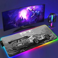 Sports Car LED Backlight Mousepad Large Gamer RGB Keyboard Desk Mats Non-Slip Natural Rubber Carpet XL Glowing Mouse Pad 90x40cm