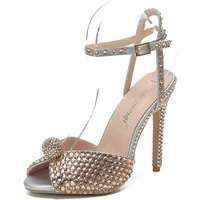 Maogu-Sandales à talons hauts Peep Parker pour femmes, chaussures de mariage, clous de perles, mode de luxe, haute qualité, nouveau, 43