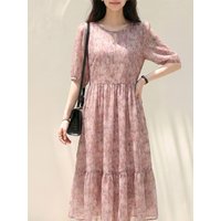 Laid-back Style Mid-Length Dress Fashionable Lightweight Summer New Women's Clothing Tagless Loose Dress Korean Version A-Lin...