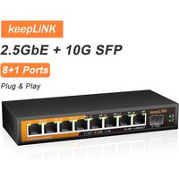 KeepLiNK 9-Port Multi-Gig Unmanaged Ethernet Network with 8x2.5Gb Port and 1x10Gb SFP+ For Uplink