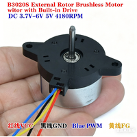 B3020S Mini 30mm Outer Rotor Brushless Motor Built-in Driver DC 3.7V-6V 5V 4100RPM High Speed Spindle Motor PWM Speed Control