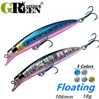 GREENSPIDER nouveaux Wobblers 106mm 18g flottant appât dur vairon manivelle leurres de pêche bar de mer eau salée fraîche