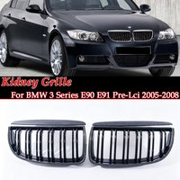 For 3 Series E90 E91 Pre-LCI 2005-2008 Gloss Matte All Chrome Black Carbon M Color Double Single SlatKidney Grille Diamond Grill