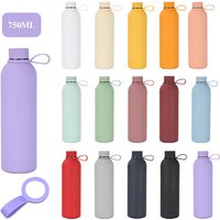350/500/750/1000ml 304 Stainless Steel Water Bottle, Matte Vacuum Flask with Handle Lid for Sports