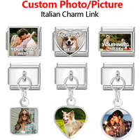 New2026 Unique Picture Customization Italian Charm Link Fit 9mm Stainless Steel Bracelets DIY Beads Making Hand Chain Pendants
