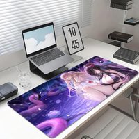 400x900mm Extra Large Purple Eyes Cute Girl Mouse Pad, 4mm Thick Non-Slip Rubber Gaming Playmat for Laptop PC Office