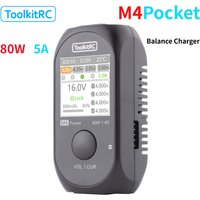 ToolkitRC M4Pocket 1-4S Lipo LiHV LiFe Lion Battery Charger 80W 5A Smart Balance Charger input USB-C XT30 XT60 Output