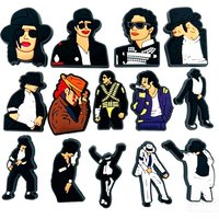 14pcs Michael Jackson Designer Style Shoes Charms Clogs Sandals Decoration PVC Shoe Accessories Buckle for Friends Party Gifts