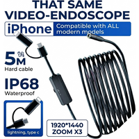 3MP Industrial Endoscope Camera Single/Dual Lens Mini Inspection Camera for Iphone Waterproof Pipeline Borescope Type C