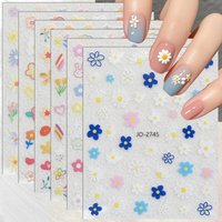 3 to 30 Sheets Cute Pastel Flower Nail Art Stickers Daisy Bunny Rainbow Heart Self Adhesive Decals DIY Manicure