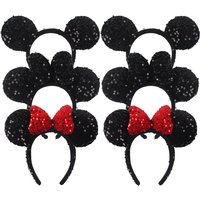 1pc Classic Disney Princess Hair Hoops Minnie Mouse Ear Glitter Bow Headband Park Travel Party Birthday Wear Gift Hair Accessory