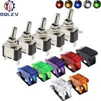 12V 20A SPST Toggle Rocker Switch LED Switch With Protective Cover Car Auto Cover LED Light Toggle Switch Control On/Off RED