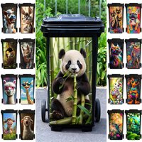 Adorable Cartoon Panda Rubbish Bin Stickers Funny Animal Dog Kitchen Decor Removable Waterproof Vinyl Home Decoration Wall Decal