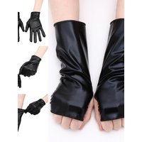 AliExpress NONE Men Women Hip-Hop Dance PU Mittens Black Gloves Halloween Leather Gloves Dress Up