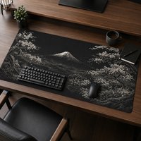 Mauspad Gamer Black Gold Fuji Moon Night Print-on-Demand Home Großes HD-Mauspad XXL Rutschfestes, weiches Mauspad für Büro-Accessoires