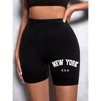 Summer Womens Sports Shorts New York The Emipure City Letter Printing Fitness Short Pantsstretch Thin Soft Female Sport Swear
