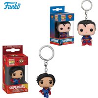 FUNKO POP Superman Comics PVC Action Doll the Flash Movie Supergirl Keychain Vinyl Toy Pocket Pop Keychain Model Toy