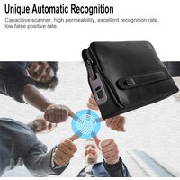 Leather Wallet FL-V1 Men Leather Wallet Smart Fingerprint Security Anti Theft Handbag Black Safety Men Wallet
