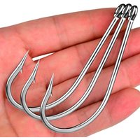 20Pcs/Box Fishing Hook Seahorse Hook Large Hook with Ring Long Handle Hook Straight Handle Hook with Barbed Sea Fishing Hook