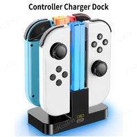 Controller Charger Dock Compatible with NS Switch JoyCo with Lamppost LED Indication Charging Station Stand for 4 Joyco