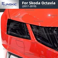 6Pcs Car Headlight Protective Film For Skoda Octavia 3 Facelift 2017 2018 2019 Smoked Black Tint Wrap TPU Sticker