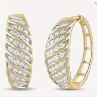 Elegant Gold Color White CZ Hoops Women's Earrings Round Geometric Party Daily Wear