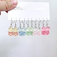 5 Pair Set Small Fresh Colored Resin Pendant Earrings Luminous Turtles Lollipop Ducks Rainbow Cat's Paws Dices Earrings Female