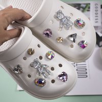 8/12PCS Summer Shoe Charms DIY Colorful Crystal Bear Diamond Chain Decoration Buckle for Clogs Shoes Charm Accessories