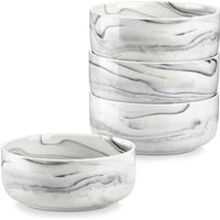 MALACASA 4 Piece Bowl 26oz Ceramic Dinnerware set White Porcelain Plates Grey Marble Tableware Set Cereal Bowls Salad Soup Bowls