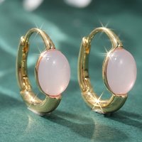 Delicate Synthetic Moonstone Hoop Earrings For Woman Gold Plated Elegant Earrings Temperament Jewelry Gifts