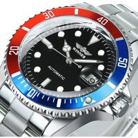 WINNER Business Mechanical Watches Luxury Brand Classic Automatic Watch for Men Rotatable Bezel Luminous Dial Steel Strap Clock