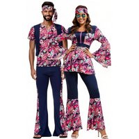 Adult 70s 80S Hippie Costume Set Women Men Halloween Disco Dance Performance for Halloween Party